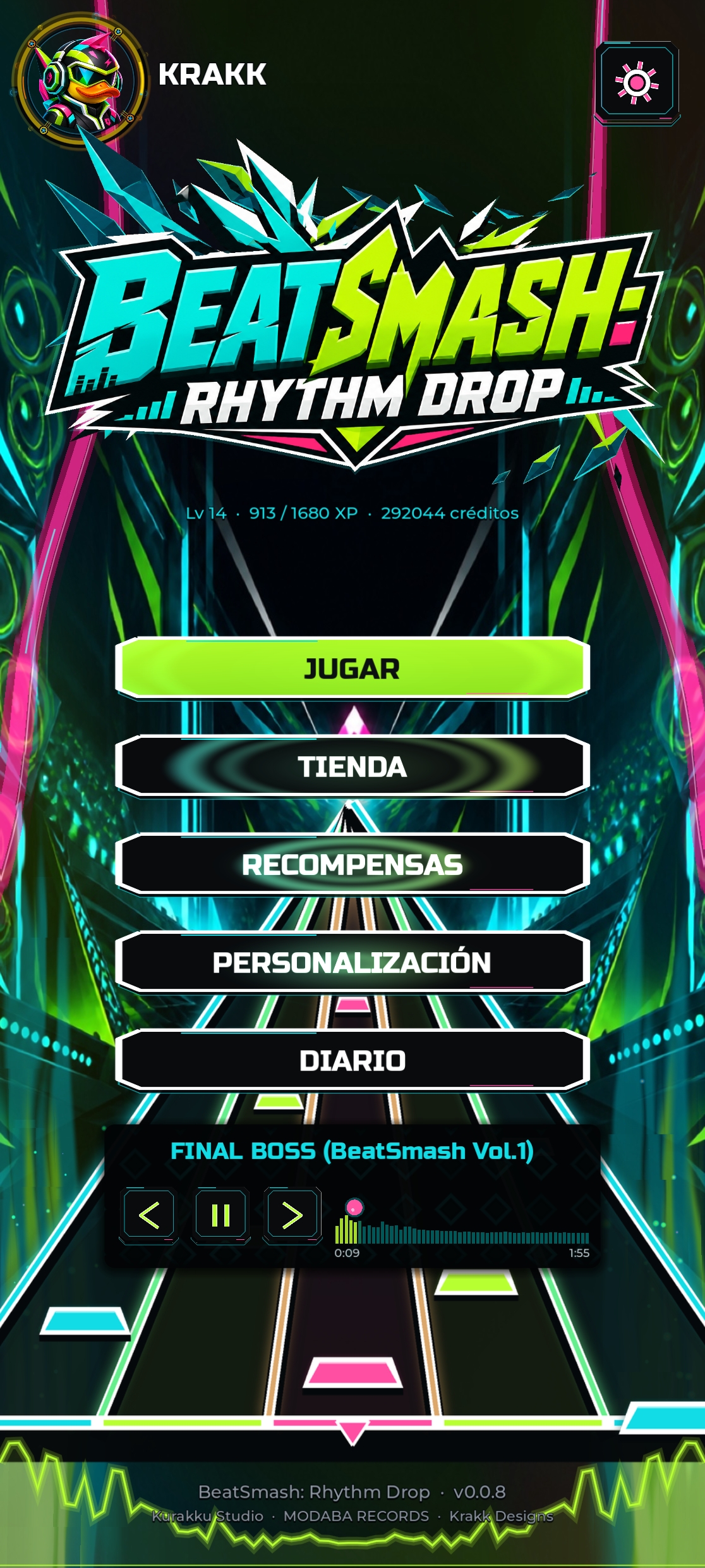 Inicio de BeatSmash